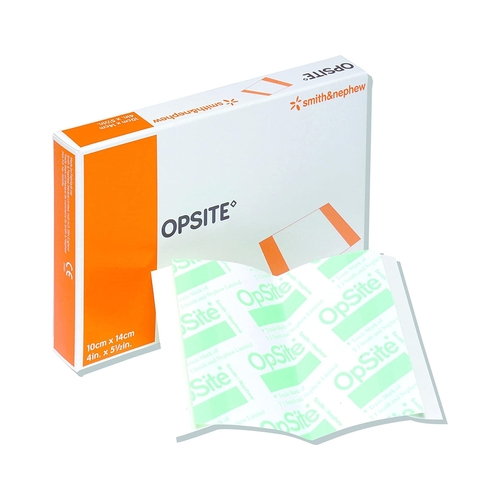 MON151196EA - Smith & Nephew - Smith & Nephew Transparent Film Dressing OpSite Rectangle 5-1/2" x 4" Sterile