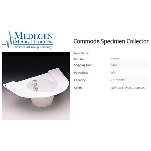 MON159648CS - Medegen Medical Products LLC - Medegen Medical Products LLC Commode Specimen Collector Gent-L-Pan&reg; Polypropylene Without Closure 1,000 mL (32 oz.) NonSterile, 100 EA/CS