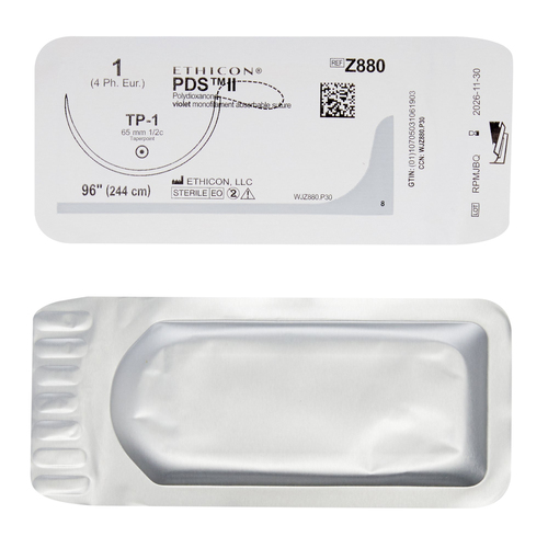 MON161389BX - J & J Healthcare Systems - Absorbable Suture with Needle PDS&trade; II Polydioxanone TP-1 1/2 Circle Taper Point Needle Size 1 Monofilament