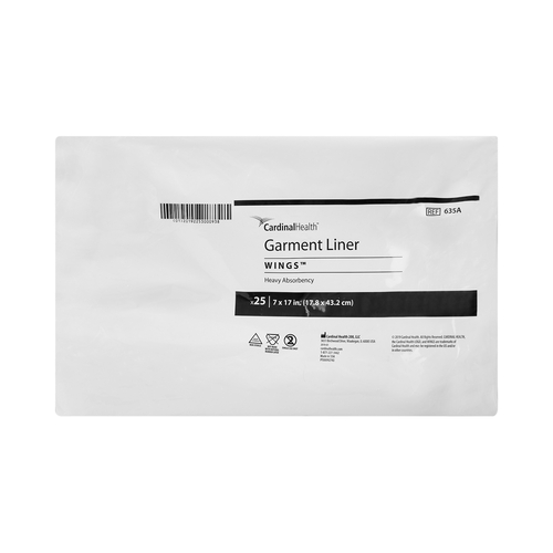 MON165216CS - Cardinal Health - Cardinal Health Wings&trade; Incontinence Liner, 7" X 17", Moderate Absorbency, Polymer Core, One Size Fits Most