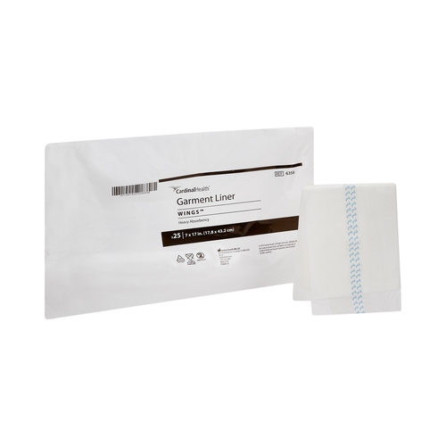 MON165216CS - Cardinal Health - Cardinal Health Wings&trade; Incontinence Liner, 7" X 17", Moderate Absorbency, Polymer Core, One Size Fits Most