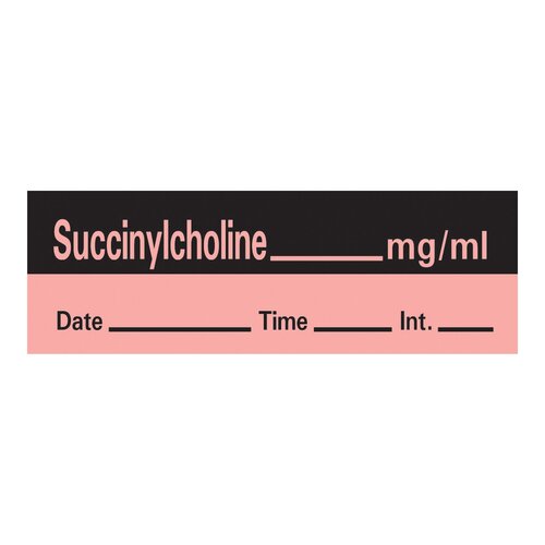 MON170310RL - PDC Healthcare - Drug Label Timemed Anesthesia Label Tape Succinylcholine mg/mL Date_Time_Int Fluorescent Red 1/2 X 1-1/2 Inch, 1 Roll