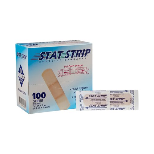 MON184495CS - Dukal - Dukal Adhesive Strip Stat Strip&reg; .75 x 3" Plastic Rectangle Tan Sterile, 100/BX, 12BX/CS
