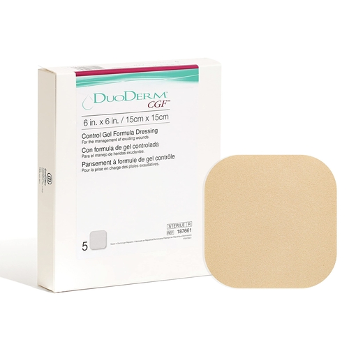MON185893BX - Convatec - Hydrocolloid Dressing DuoDERM&reg; CGF&trade; 6" X 6" Square, 5EA/BX