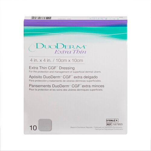 MON187664EA - Convatec - Convatec Hydrocolloid Dressing DuoDERM Extra Thin 4" x 4" Square Sterile