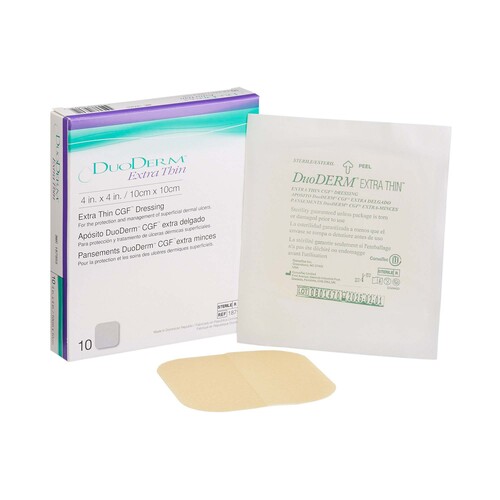 MON187664EA - Convatec - Convatec Hydrocolloid Dressing DuoDERM Extra Thin 4" x 4" Square Sterile