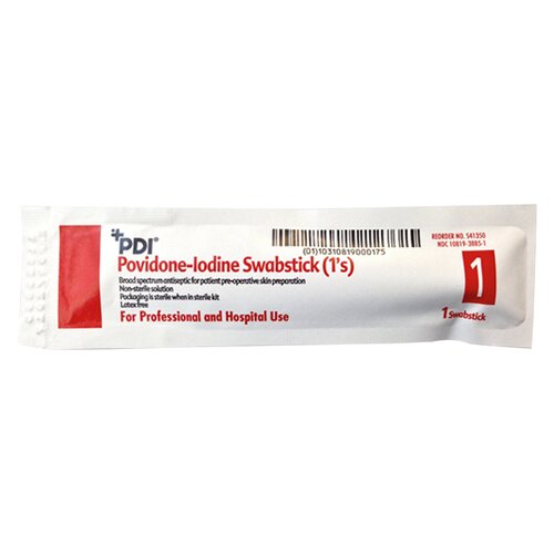 MON188681CS - PDI - PDI Impregnated Swabstick PDI 10% Strength Povidone-Iodine Individual Packet NonSterile, 500 EA/CS