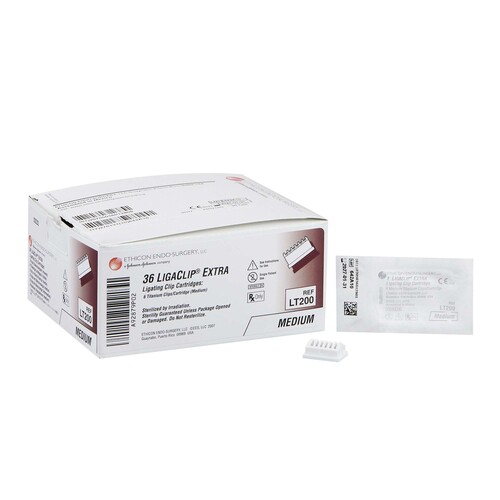 MON191760BX - J & J Healthcare Systems - Medium Style Ligating Clip LIGACLIP&reg; EXTRA Titanium Medium Silver Clip 6 Clips