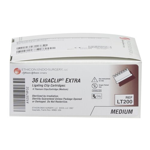 MON191760BX - J & J Healthcare Systems - Medium Style Ligating Clip LIGACLIP&reg; EXTRA Titanium Medium Silver Clip 6 Clips