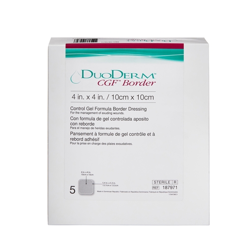 MON197304BX - Convatec - Hydrocolloid Dressing DuoDERM&reg; CGF&trade; Border 4" X 4" Square, 5EA/BX
