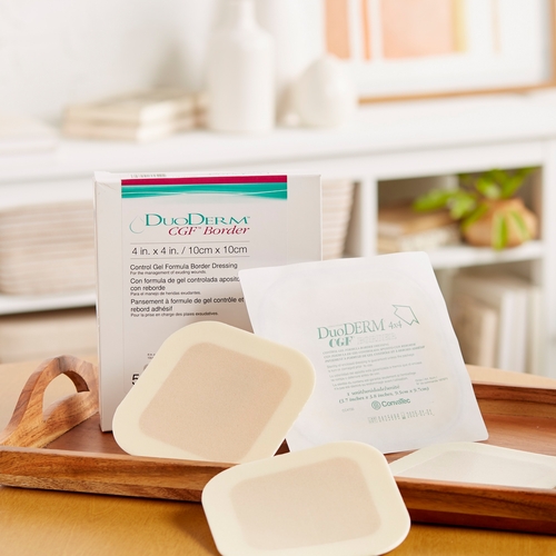 MON197304BX - Convatec - Hydrocolloid Dressing DuoDERM&reg; CGF&trade; Border 4" X 4" Square, 5EA/BX
