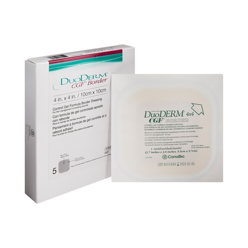 MON197304BX - Convatec - Hydrocolloid Dressing DuoDERM&reg; CGF&trade; Border 4" X 4" Square, 5EA/BX