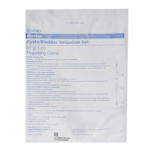 MON200393CS - Baxter - Baxter Cysto-Bladder Irrigation Set 81" 1 Lead Plastic, 48 EA/CS