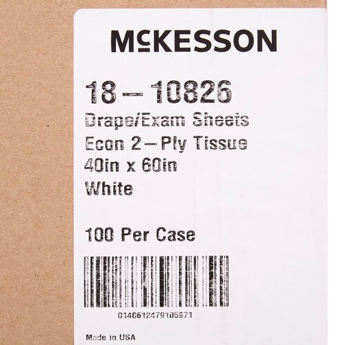 MON201056CS - McKesson - McKesson General Purpose Drape Physical Exam Drape 40 W X 60 L Inch NonSterile, 100/CS