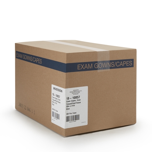 MON201064CS - McKesson - Exam Cape Blue Front / Back Opening Without Closure Unisex, 100/CS