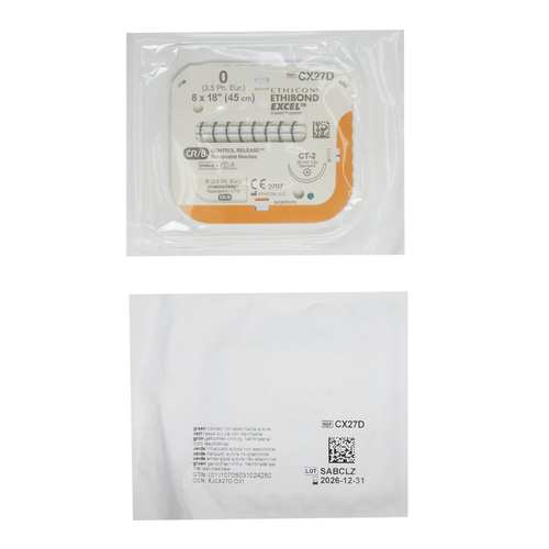 MON214805BX - J & J Healthcare Systems - Nonabsorbable Suture with Needle Ethibond Polyester CT-2 1/2 Circle Taper Point Needle Size 0 Braided