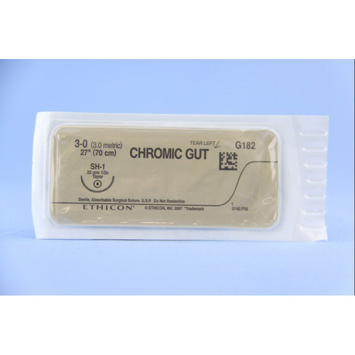 MON2213BX - J & J Healthcare Systems - Absorbable Suture with Needle Chromic Gut SH-1 1/2 Circle Taper Point Needle Size 3 - 0