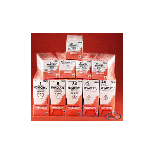 MON224008BX - J & J Healthcare Systems - Absorbable Suture with Needle Monocryl&trade; Poliglecaprone CP-1 1/2 Circle Reverse Cutting Needle Size 2 - 0 Monofilament