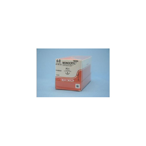 MON227899BX - J & J Healthcare Systems - Absorbable Suture with Needle Monocryl&trade; Poliglecaprone PC-1 3/8 Circle Precision Conventional Cutting Needle Size 4 - 0 Monofilament
