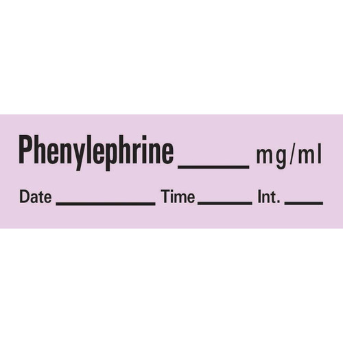 MON236905RL - PDC Healthcare - PDC Healthcare Drug Label Timemed Anesthesia Label Tape Phenylephrine_mg/mL Date_Time_Int._ Violet 1/2 X 1 Inch