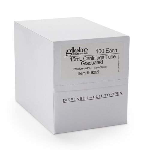 MON247090CS - Globe Scientific - Globe Scientific Globe Scientific Centrifuge Tube Plain 15 mL Without Closure Polystyrene Tube, 1000 per Case