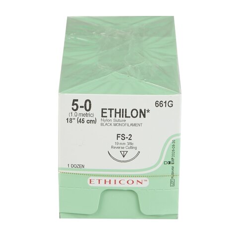 MON2610BX - J & J Healthcare Systems - Nonabsorbable Suture with Needle Ethilon&trade; Nylon FS-2 3/8 Circle Reverse Cutting Needle Size 5 - 0 Monofilament