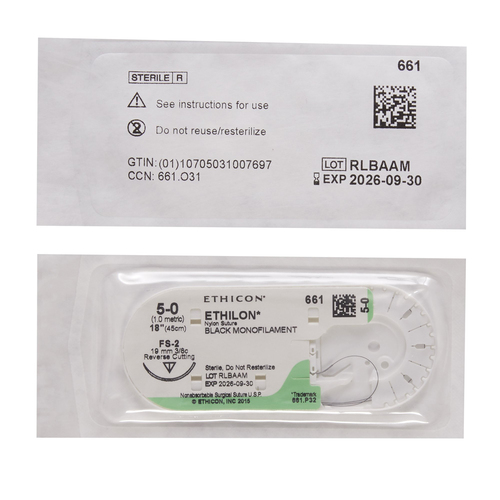 MON2610BX - J & J Healthcare Systems - Nonabsorbable Suture with Needle Ethilon&trade; Nylon FS-2 3/8 Circle Reverse Cutting Needle Size 5 - 0 Monofilament