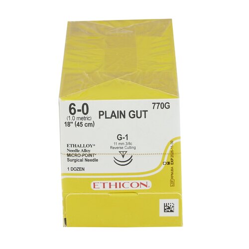 MON2734DZ - J & J Healthcare Systems - J & J Healthcare Systems Absorbable Suture with Needle Plain Gut G-1 3/8 Circle Precision Reverse Cutting Needle Size 6 - 0
