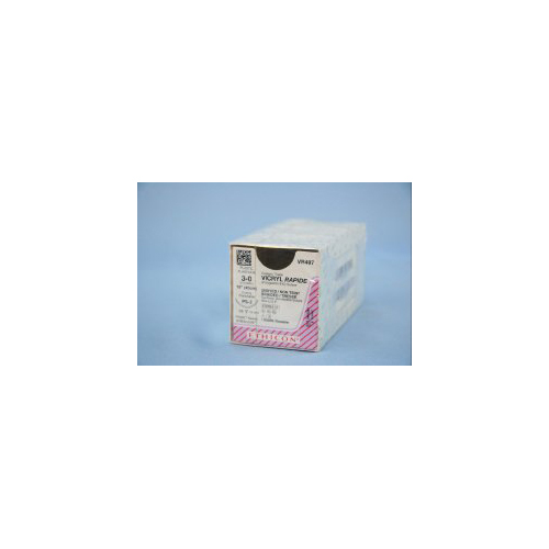 MON278266BX - J & J Healthcare Systems - Absorbable Suture with Needle Coated Vicryl&trade; Rapide Polyglactin 910 PS-2 3/8 Circle Precision Reverse Cutting Needle Size 3 - 0 Braided