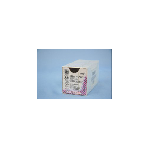 MON278849BX - J & J Healthcare Systems - Absorbable Suture with Needle Coated Vicryl&trade; Rapide Polyglactin 910 PC-1 3/8 Circle Precision Conventional Cutting Needle Size 5 - 0 Braided