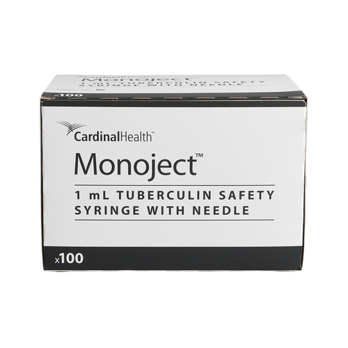 MON295803CS - Covidien - Covidien Tuberculin Syringe with Needle Monoject&reg; 1 mL 28 Gauge 1/2" Attached Sliding Safety Needle, 100 EA/BX, 5BX/CS