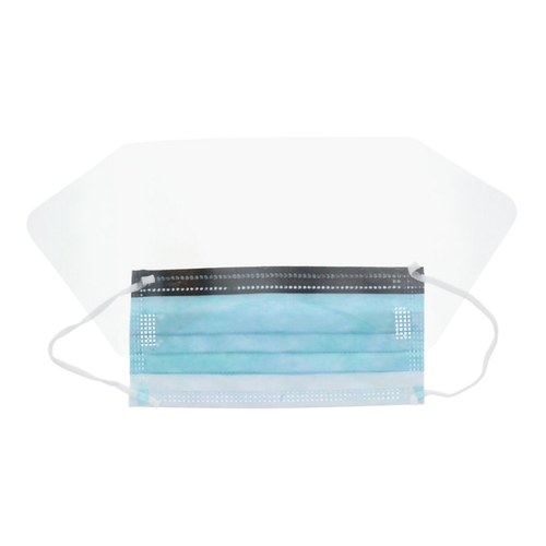 MON296230CS - Cardinal Health - Cardinal Health Surgical Mask with Eye Shield Cardinal Health Anti-fog Foam Pleated Earloops One Size Fits Most Blue NonSterile ASTM Level 3, 100 EA/CS