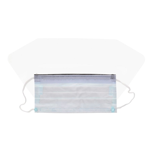 MON296230CS - Cardinal Health - Cardinal Health Surgical Mask with Eye Shield Cardinal Health Anti-fog Foam Pleated Earloops One Size Fits Most Blue NonSterile ASTM Level 3, 100 EA/CS