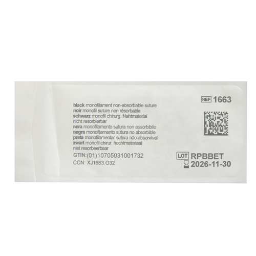 MON2990BX - J & J Healthcare Systems - Nonabsorbable Suture with Needle Ethilon&trade; Nylon PS-1 3/8 Circle Reverse Cutting Needle Size 3 - 0 Monofilament
