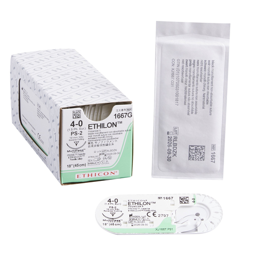 MON2997BX - J & J Healthcare Systems - suture with needle Ethilon Nonabsorbable Uncoated Black Suture Monofilament Nylon Size 4-0 18 Inch Suture 1-Needle Size 4 - 0 3/8 Circle Reverse Cutting Needle, 12/BX