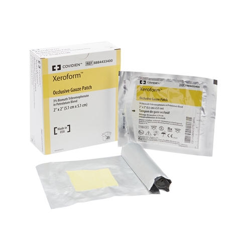 MON30664CS - Cardinal Health - Cardinal Health Petrolatum Impregnated Dressing Xeroform 2" x 2" Gauze Bismuth Tribromophenate / Petrolatum Sterile, 150 EA/CS