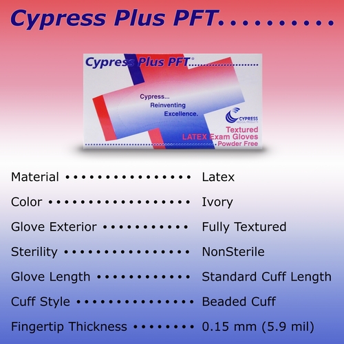 MON316018CS - McKesson - McKesson Exam Glove Cypress Plus&reg; PFT Medium NonSterile Latex Standard Cuff Length Fully Textured Ivory Not Chemo Approved, 1000/CS