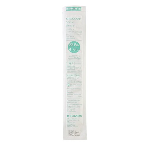 MON317114CS - B. Braun - Spinal Needle Spinocan&reg; 4-3/4 Inch 22 Gauge Quincke Style