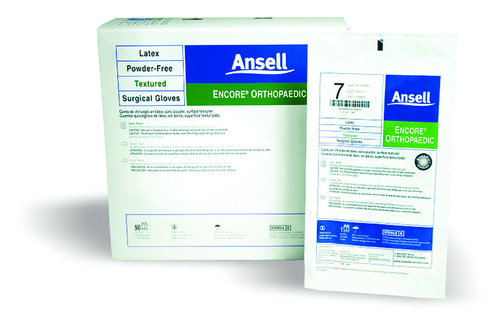 MON319511CS - Ansell - Ansell Surgical Glove ENCORE Latex Ortho Size 8 Sterile Latex Standard Cuff Length Fully Textured Brown Chemo Tested, 200/CS