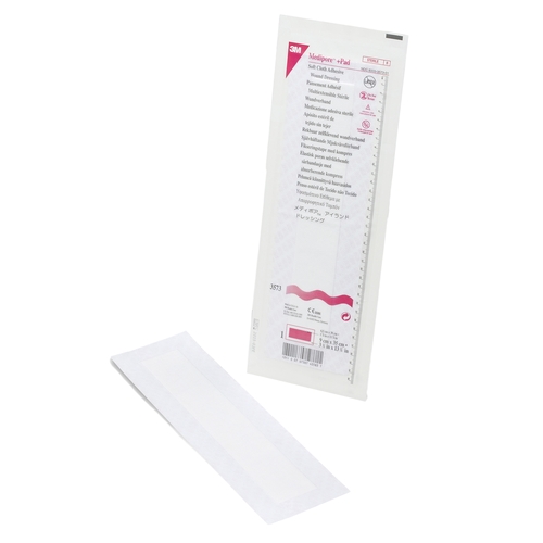 MON324097CS - 3M - 3M Medipore&trade; 3" x .5" x 13.75" Soft Cloth Rectangle 1.75" x 11.75" Pad White Sterile Adhesive Dressing, 100 EA/CS