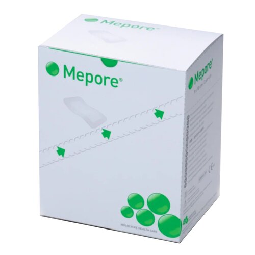 MON324383CS - Molnlycke Healthcare - Molnlycke Healthcare Adhesive Dressing Mepore 2.4" x 2.8" Viscose Nonwoven Coated with a Polymer Layer Square White Sterile, 480 EA/CS