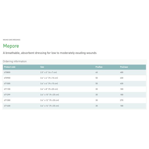MON324383CS - Molnlycke Healthcare - Molnlycke Healthcare Adhesive Dressing Mepore 2.4" x 2.8" Viscose Nonwoven Coated with a Polymer Layer Square White Sterile, 480 EA/CS