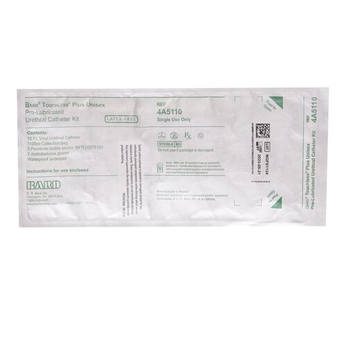 MON328274CS - Bard Medical - Bard Medical Intermittent Catheter Kit Touchless Plus Closed System / Straight Tip 10 Fr. Without Balloon Vinyl, 50 EA/CS
