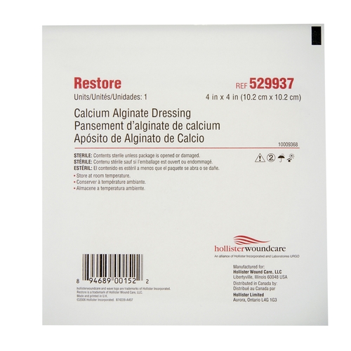 MON329626EA - Hollister - Hollister Calcium Alginate Dressing Restore 4" x 4" Square Calcium Alginate Sterile