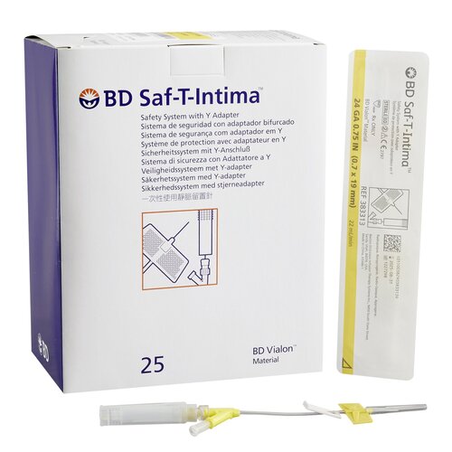 MON330108EA - BD - BD Peripheral Catheter System Saf-T-Intima&reg; 24 Gauge 3/4" Retracting Needle