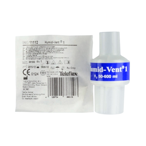 MON336061CS - Teleflex Medical - Teleflex Medical Heat Moisture Exchanger Humid-Vent 30.5, Vt = 0.2L 0.3, 20 LPM, 50 EA/CS