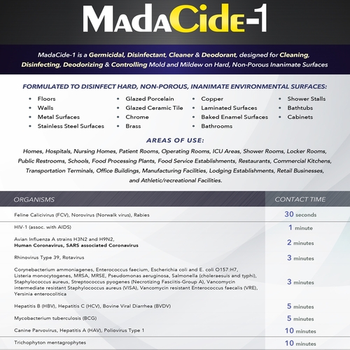 MON338789CS - Mada Medical - Mada Medical Disinfectant Cleaner MadaCide-1&reg; 1 Gallon, 4EA/CS