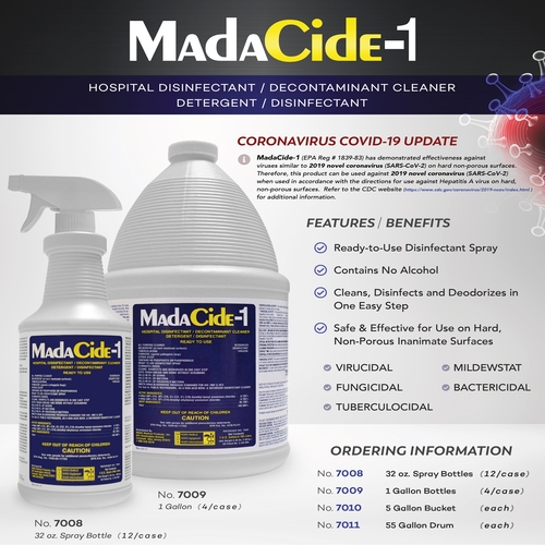 MON338789CS - Mada Medical - Mada Medical Disinfectant Cleaner MadaCide-1&reg; 1 Gallon, 4EA/CS