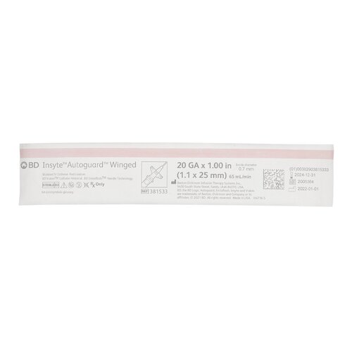 MON345968CS - BD - BD Peripheral IV Catheter Insyte&reg; Autoguard&reg; 20 Gauge 1" Retracting Needle, 50 EA/BX, 4BX/CS
