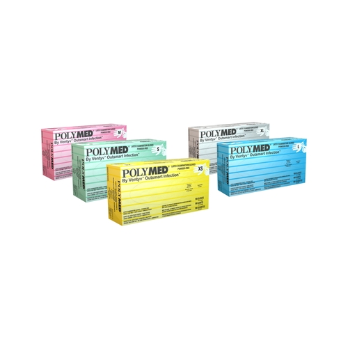 MON349006CS - Ventyv - Ventyv Exam Glove Polymed Large NonSterile Latex Standard Cuff Length Fully Textured Ivory Not Chemo Approved, 1000 EA/CS